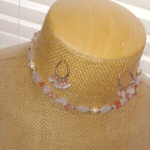 Pink and Silver Crystal Choker Necklace